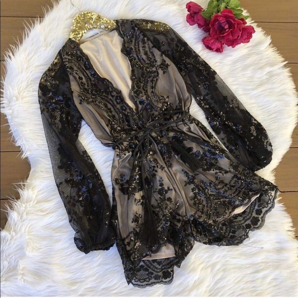 Black Sequin Romper